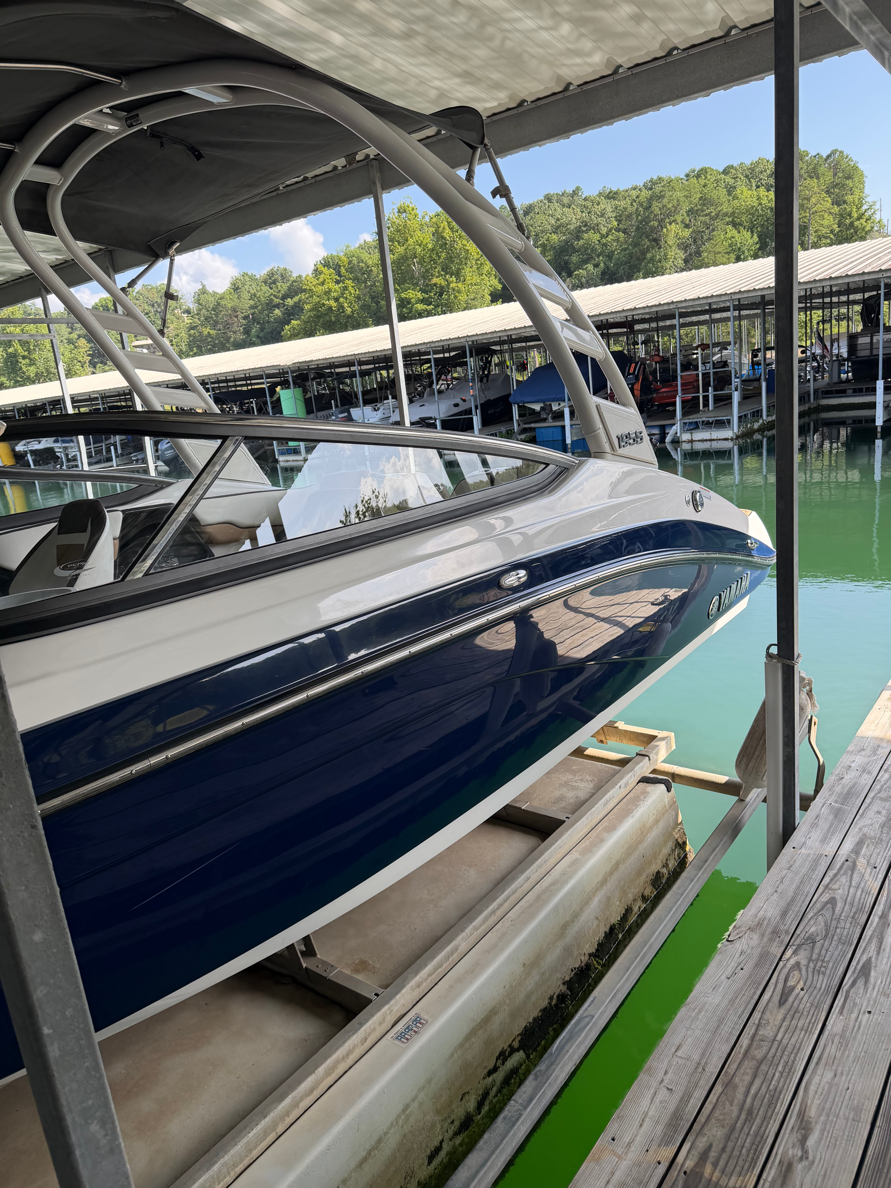 Boat side exterior at the marina